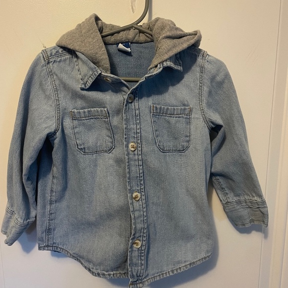 Old Navy Other - Toddler Boys Chambray Button Down w/ Attached Gray Hood